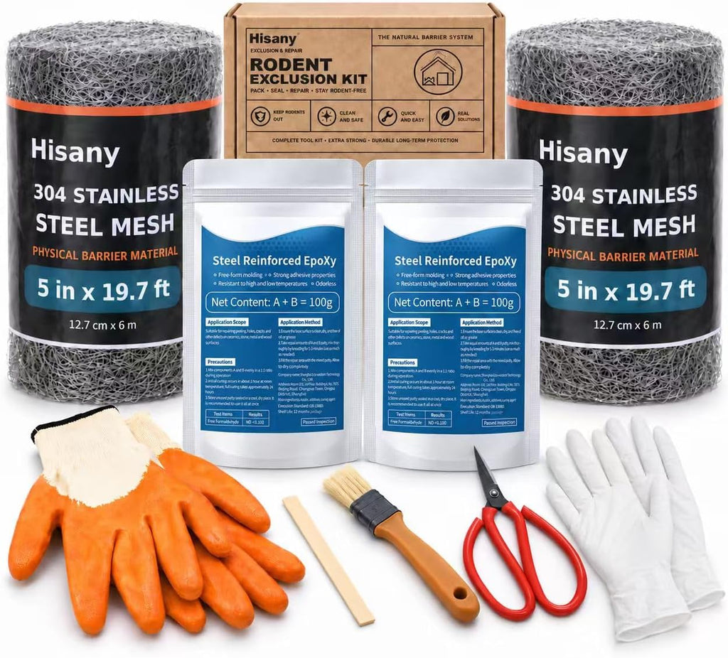 Rodent Barrier Kit, 39.4 Ft 304 Stainless Steel Mesh,Mouse Hole Filler Kit