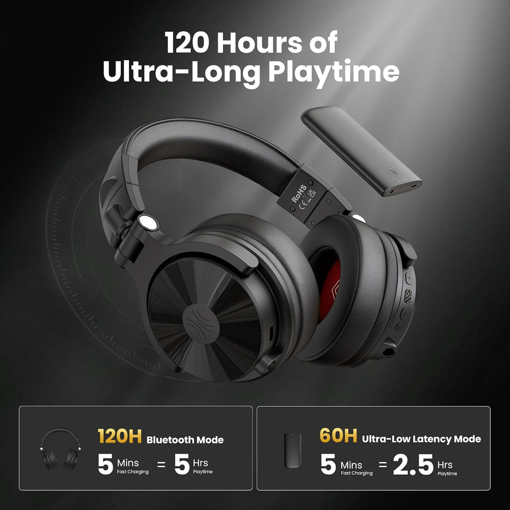 OneOdio Studio Max 1 Wireless DJ & Wired Studio Headphones, 20ms Latency
