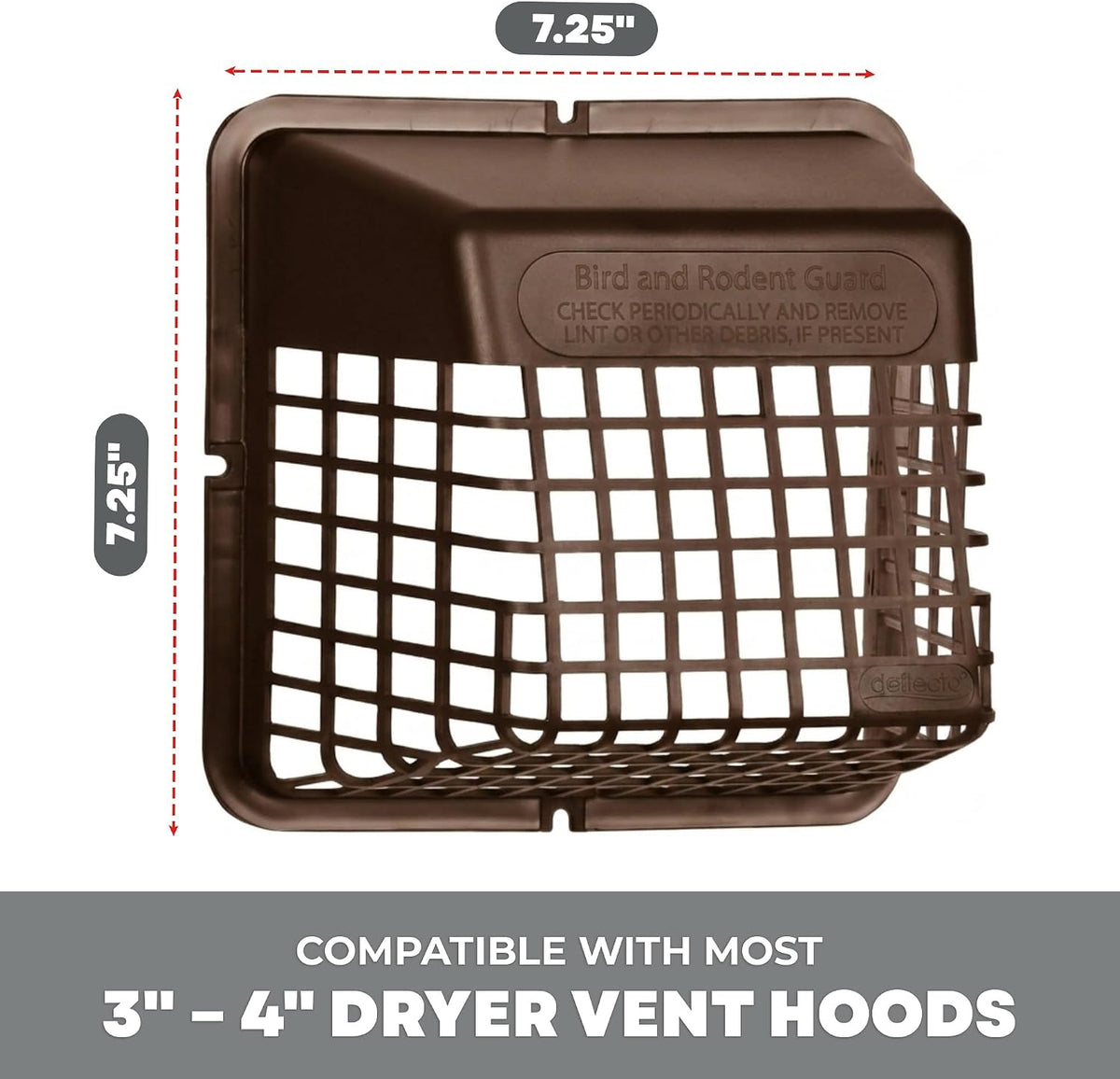 Deflecto Bird Guard Outdoor Vent Cover,Fits 3-4 Inch Vent Hoods, Brown