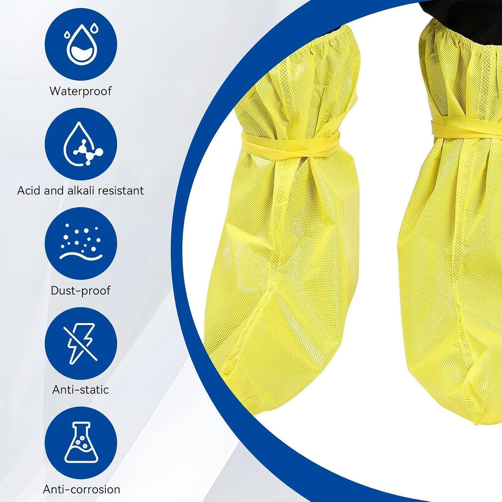 Safety Boot & Shoe Covers, Haz-mat Boot And Shoe Covers for Haz-ardous Materials Acid and Alkali Resistant Waterproof Dustproof Shoe Covers Safety Boots Protectors Yellow