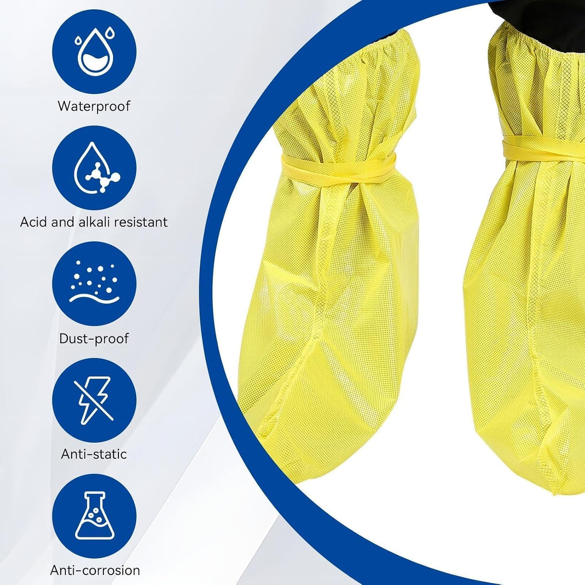 Safety Boot & Shoe Covers, Haz-mat Boot And Shoe Covers for Haz-ardous Materials Acid and Alkali Resistant Waterproof Dustproof Shoe Covers Safety Boots Protectors Yellow