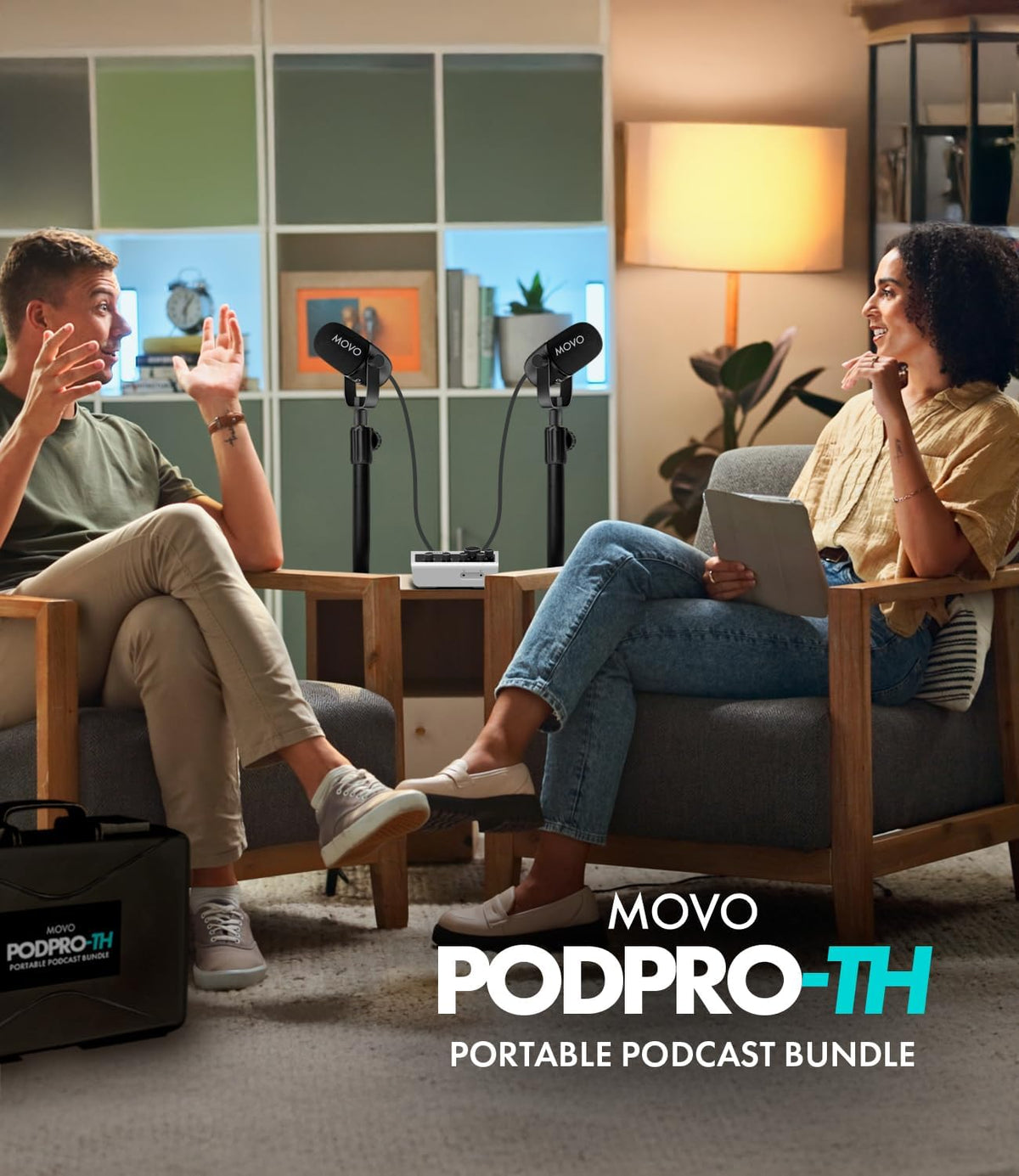 Movo PodPro Portable Podcast Equipment Bundle for iPhone/Android Phones
