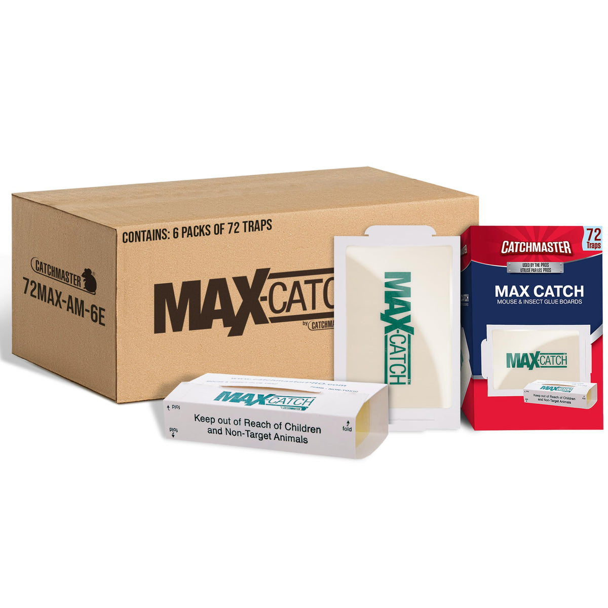 Catchmaster Max-Catch Glue Traps 72pk, Sticky Mouse Traps Indoor for Home