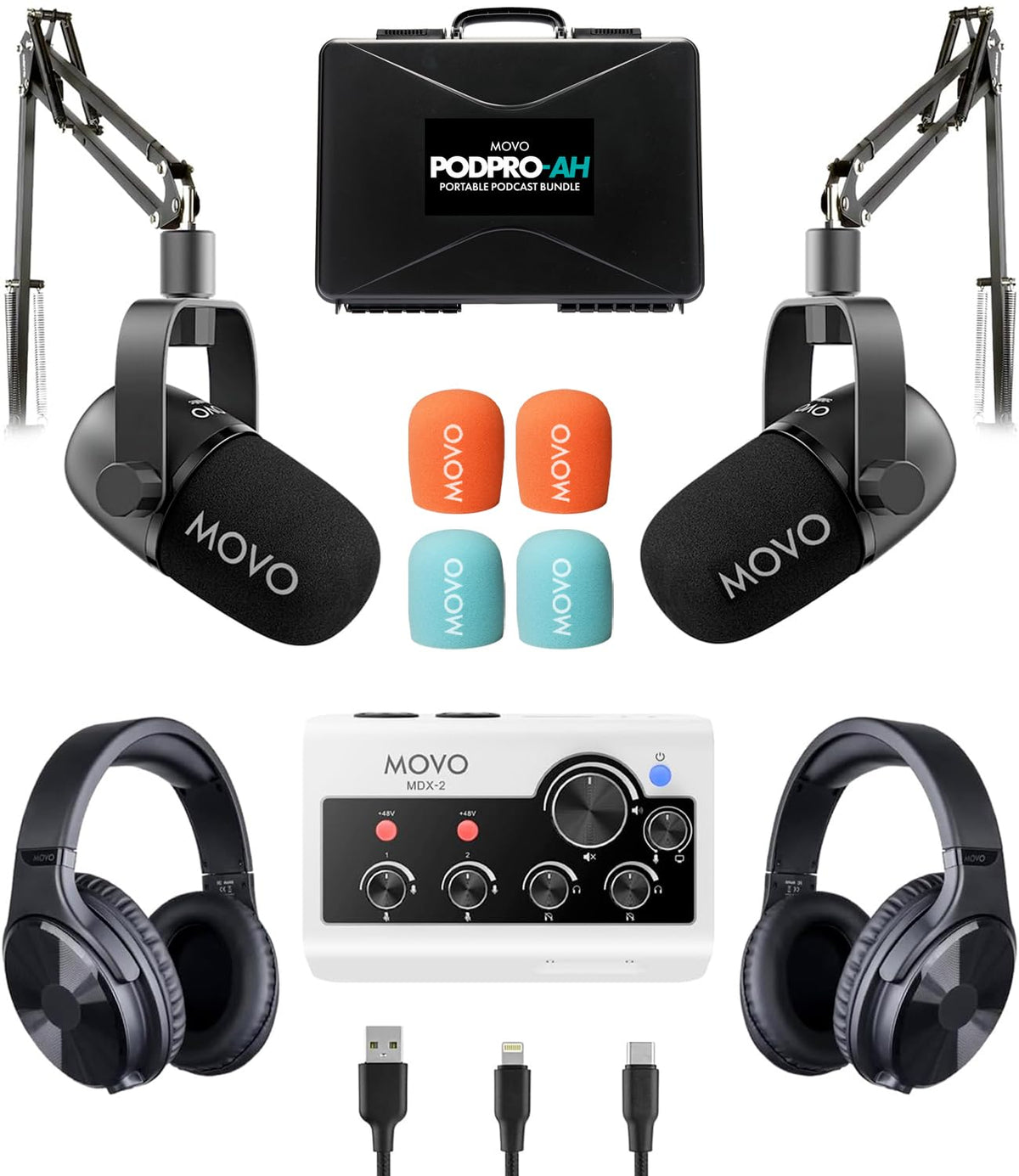 Movo PodPro Portable Podcast Equipment Bundle for iPhone/Android Phones