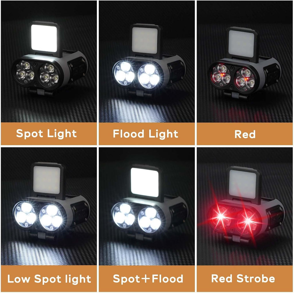 2-Pack Rechargeable Hat Clip Lights, 900LM Spot & COB Clip-On Headlamps