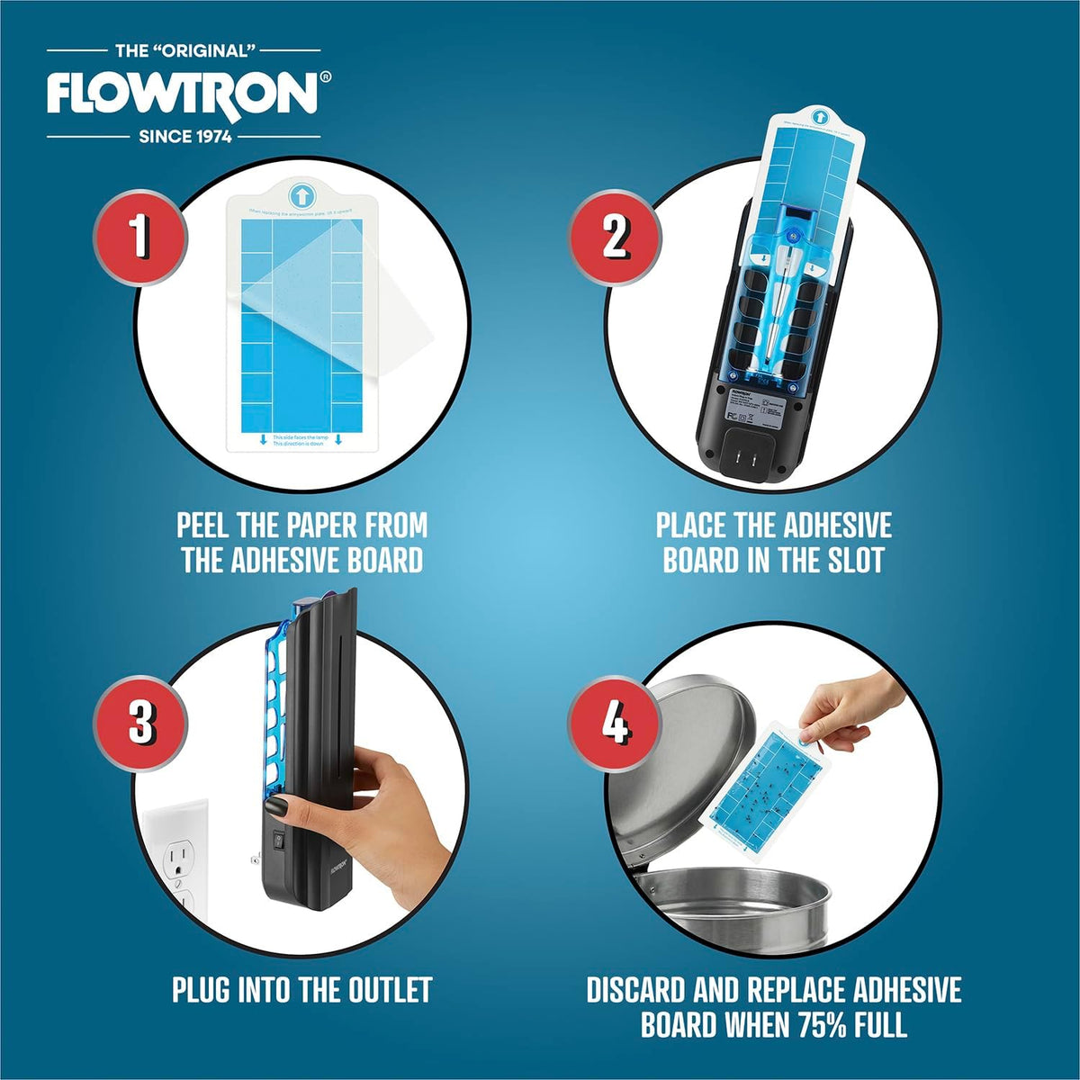Flowtron Indoor Plug-in Fly Trap, 9W UV, 375 Sq Ft, Black