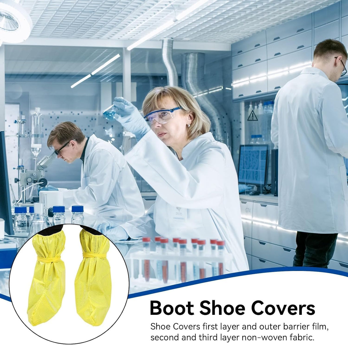 Safety Boot & Shoe Covers, Haz-mat Boot And Shoe Covers for Haz-ardous Materials Acid and Alkali Resistant Waterproof Dustproof Shoe Covers Safety Boots Protectors Yellow