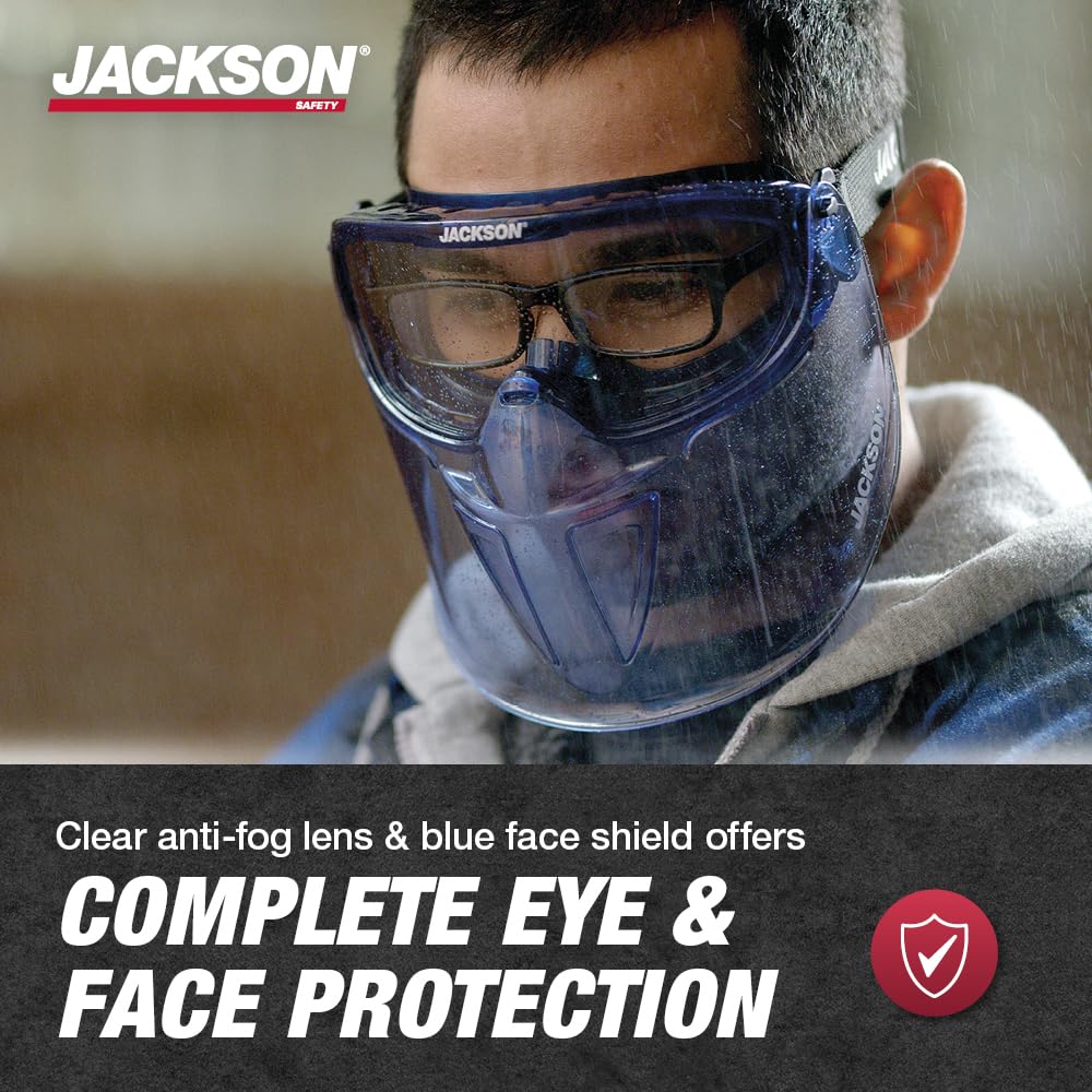 Jackson Safety GPL500 Clear Safety Goggles with Face Shield - ANSI Z87.1