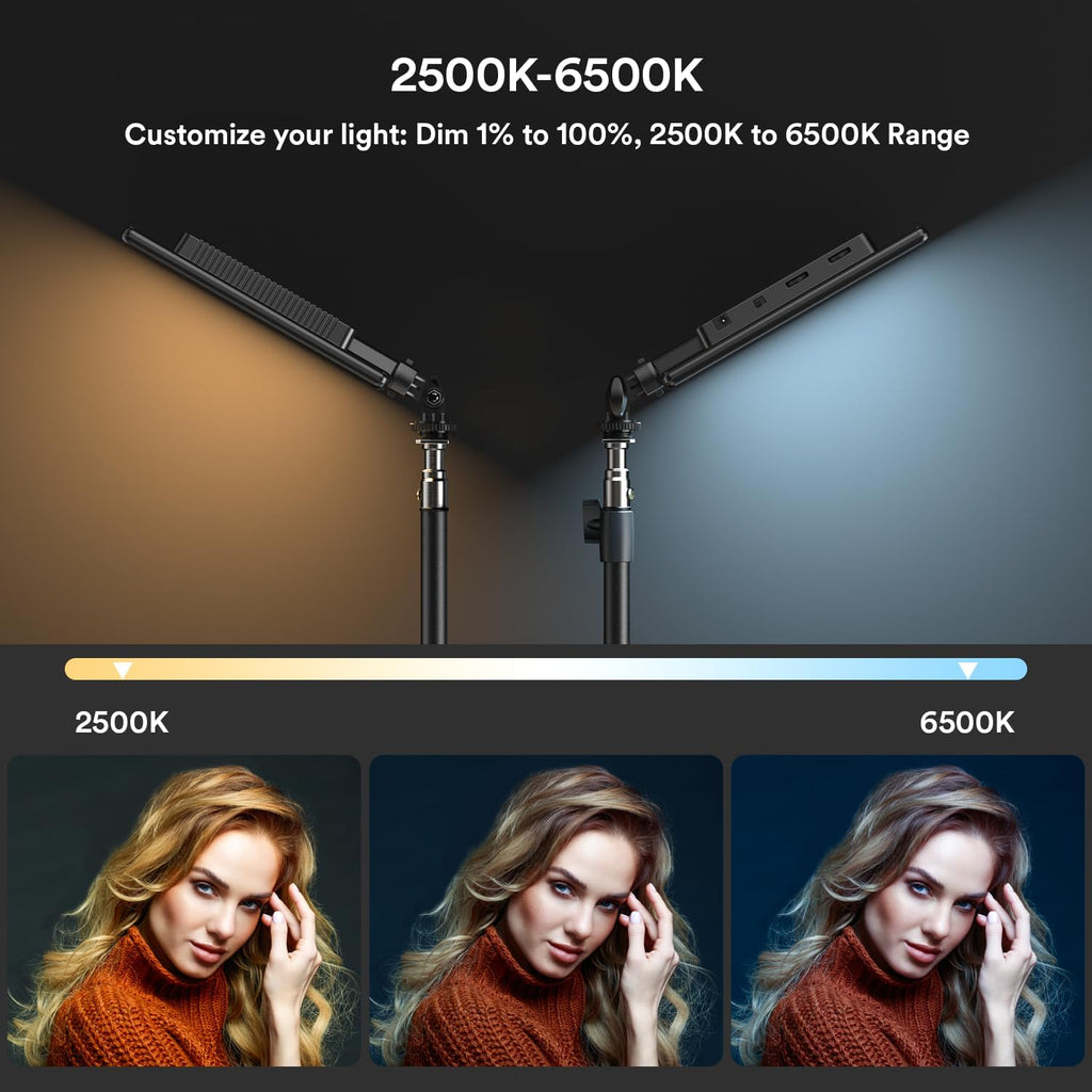 RALENO 2-Pack 13" Edge-Lit LED Video Light Panel Kit with 75" Stand