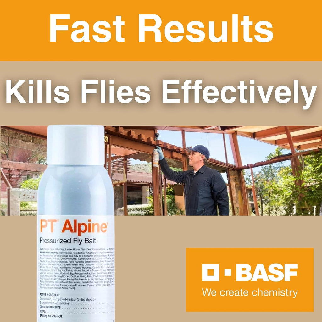 BASF PT Alpine Fly Bait, Fast Acting and Long Lasting Up to 30 Days, Ready to Use Pest Control Spray for House Flies, Fruit Flies, 16 Ounce
