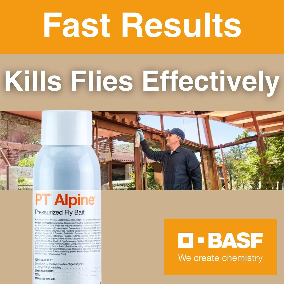 BASF PT Alpine Fly Bait, Fast Acting and Long Lasting Up to 30 Days, Ready to Use Pest Control Spray for House Flies, Fruit Flies, 16 Ounce