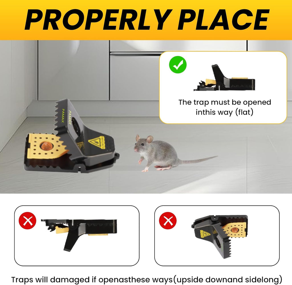 Mouse Traps Indoor for Home, 4-Pack Large Reusable Humane Snap Traps