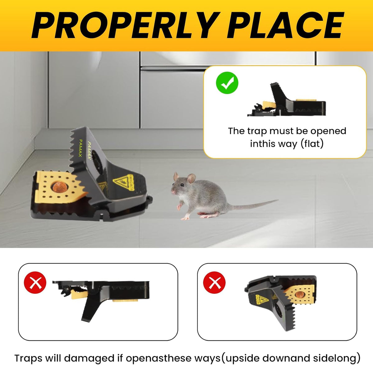 Mouse Traps Indoor for Home, 4-Pack Large Reusable Humane Snap Traps