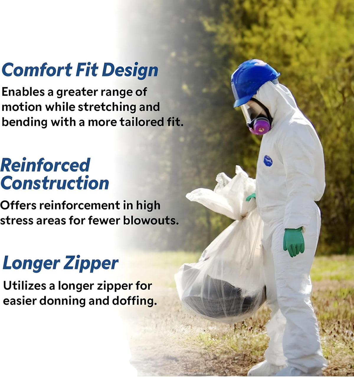 DuPont Tyvek 400 TY122S Disposable Protective Coverall Hood, Boots