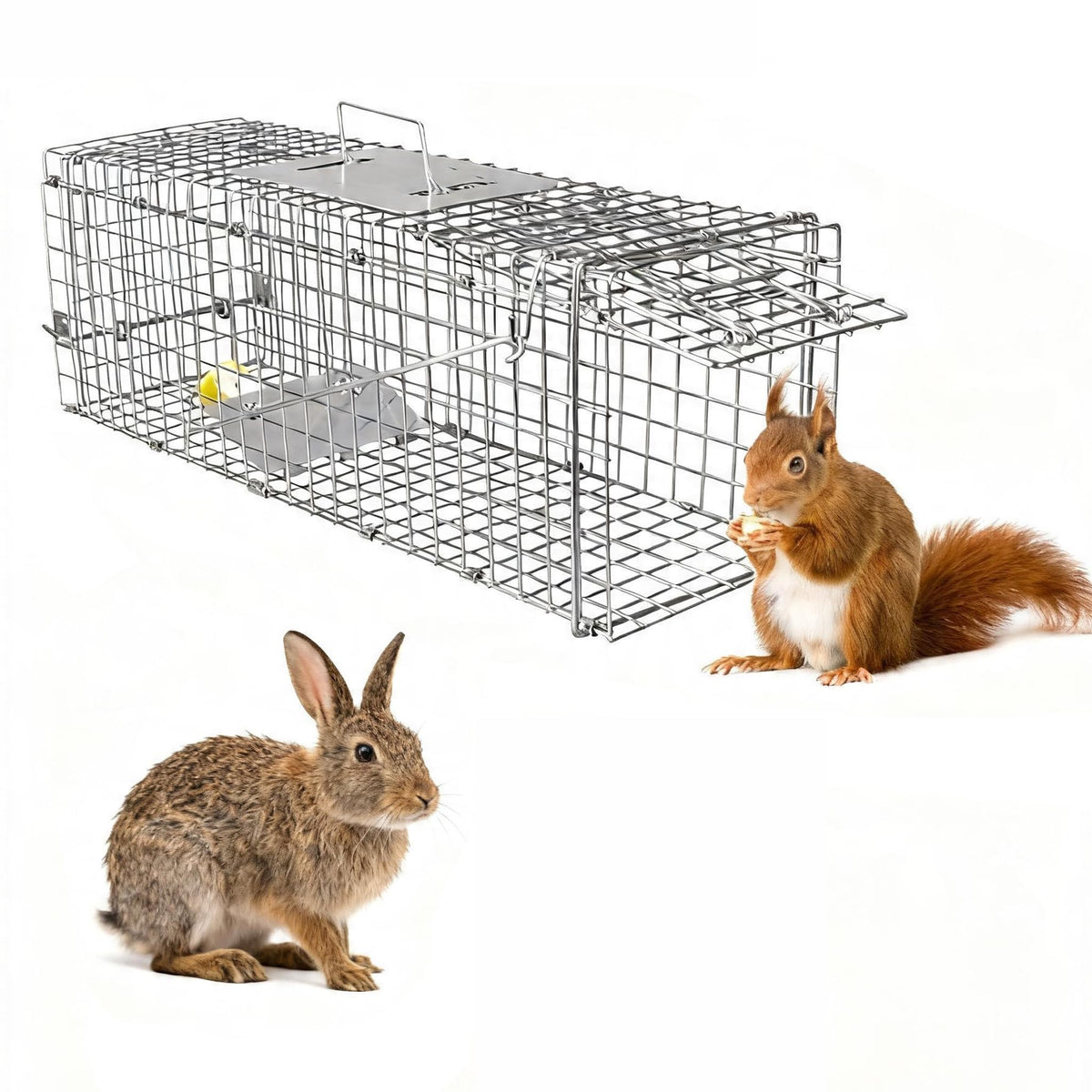 Humane Animal Trap, 40"x12"x13" Foldable Live Animal Cage Traps