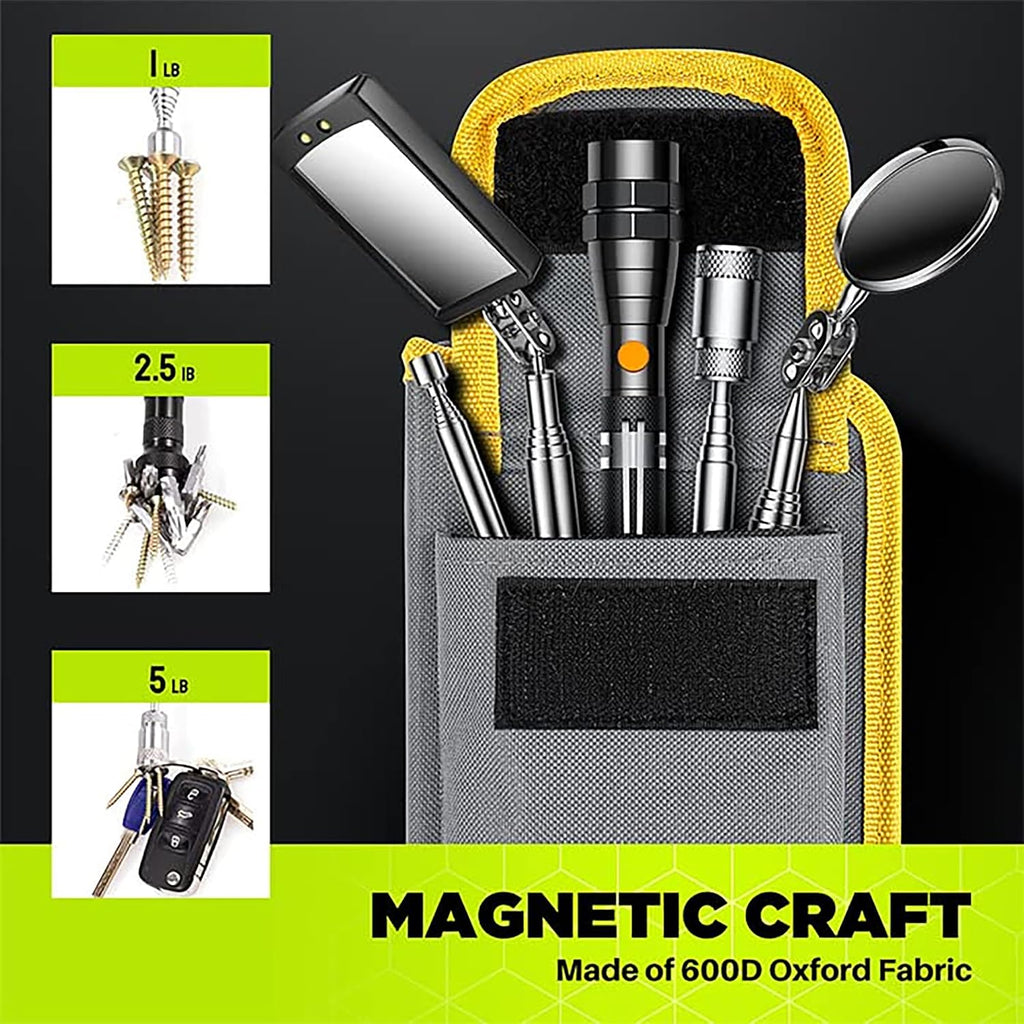 Telescoping Magnetic Pickup Tool Set, Inspection Mirror Telescoping, LED Flashlight, Cool Gadgets for Men, Stocking Stuffers, Gifts for Dad, Husband, Kids, Boyfriend, Magnet Stick (Yellow)