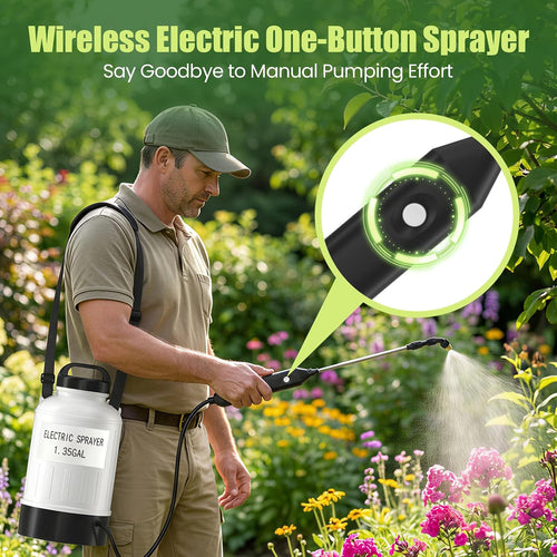 1.35 Gallon Battery Powered Sprayer, USB Pump Sprayer with Extendable Wand