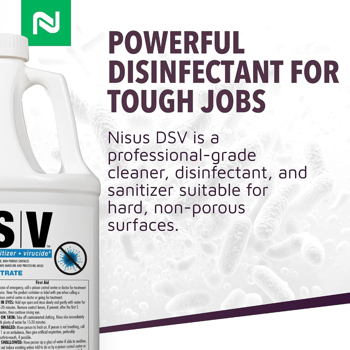 Nisus DSV Disinfectant, Sanitizer, Virucide, 1 Gallon