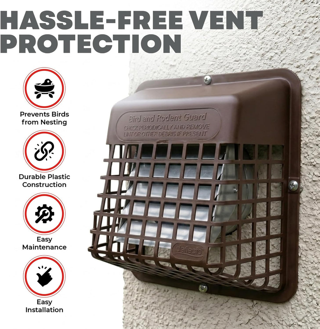 Deflecto Bird Guard Outdoor Vent Cover,Fits 3-4 Inch Vent Hoods, Brown