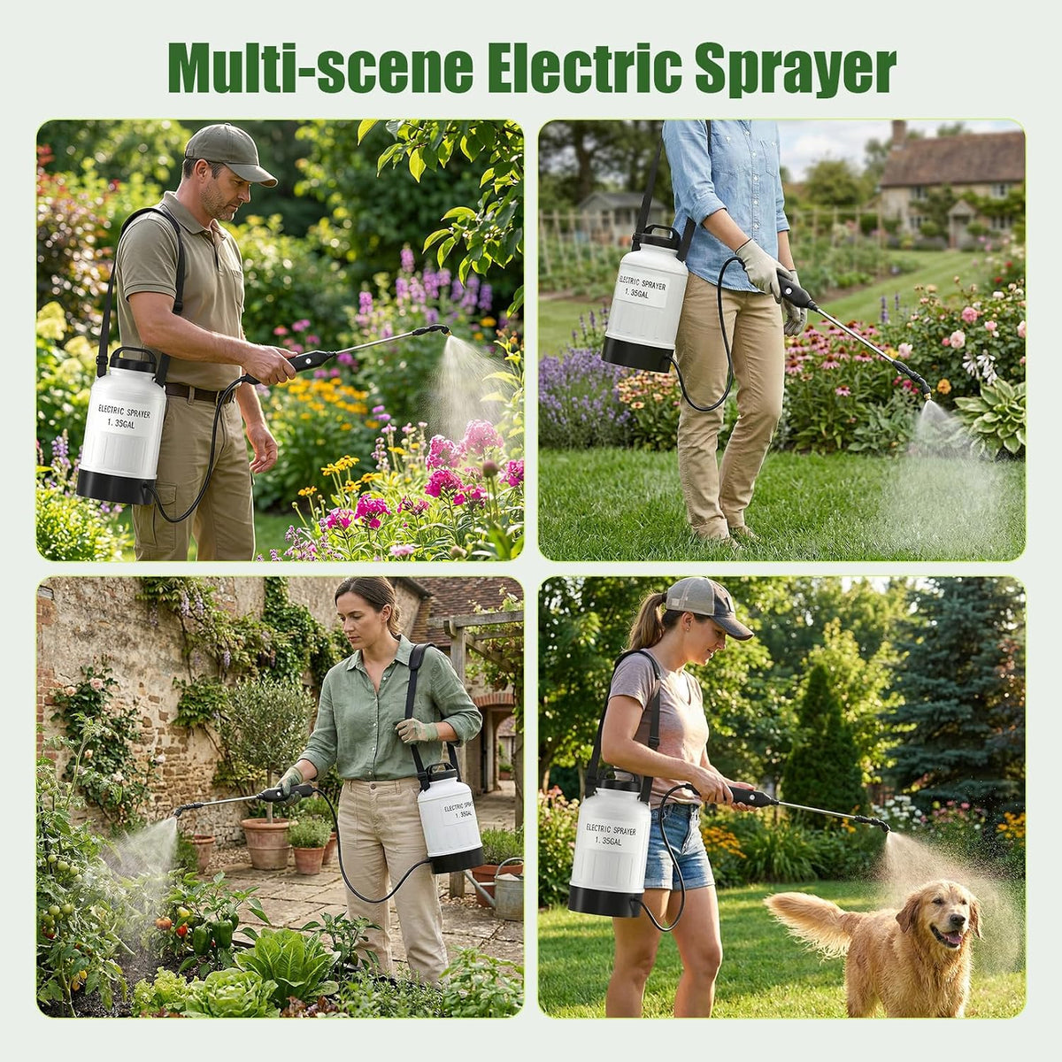 1.35 Gallon Battery Powered Sprayer, USB Pump Sprayer with Extendable Wand