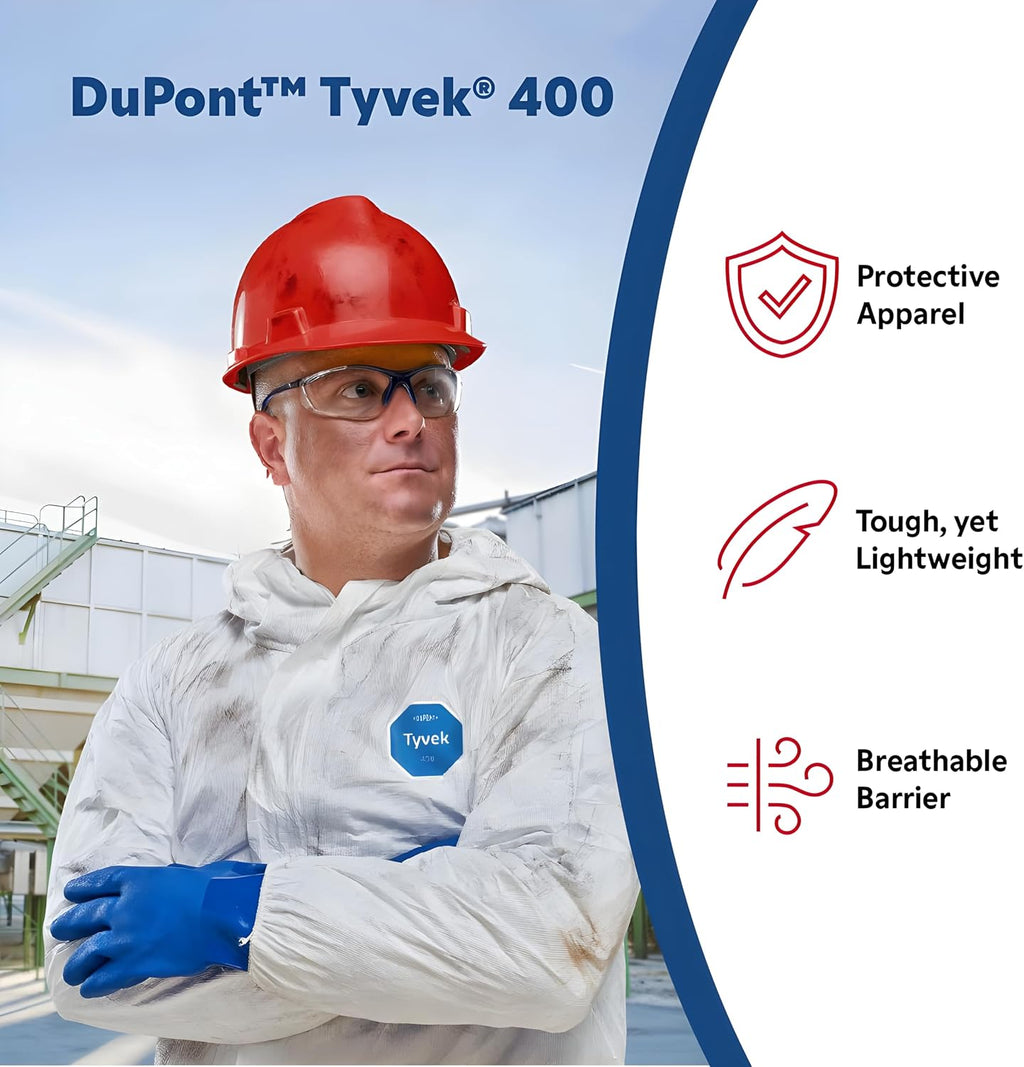 DuPont Tyvek 400 TY122S Disposable Protective Coverall Hood, Boots