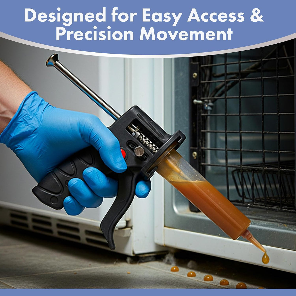 DH1 Gel Bait Gun - Precision Insect Bait Gun for Ant, Roach, and Pest - Click-Style Plunger Mechanism, Ideal for Professionals & Home Owners, Standard 35 Grams & Gel not Included
