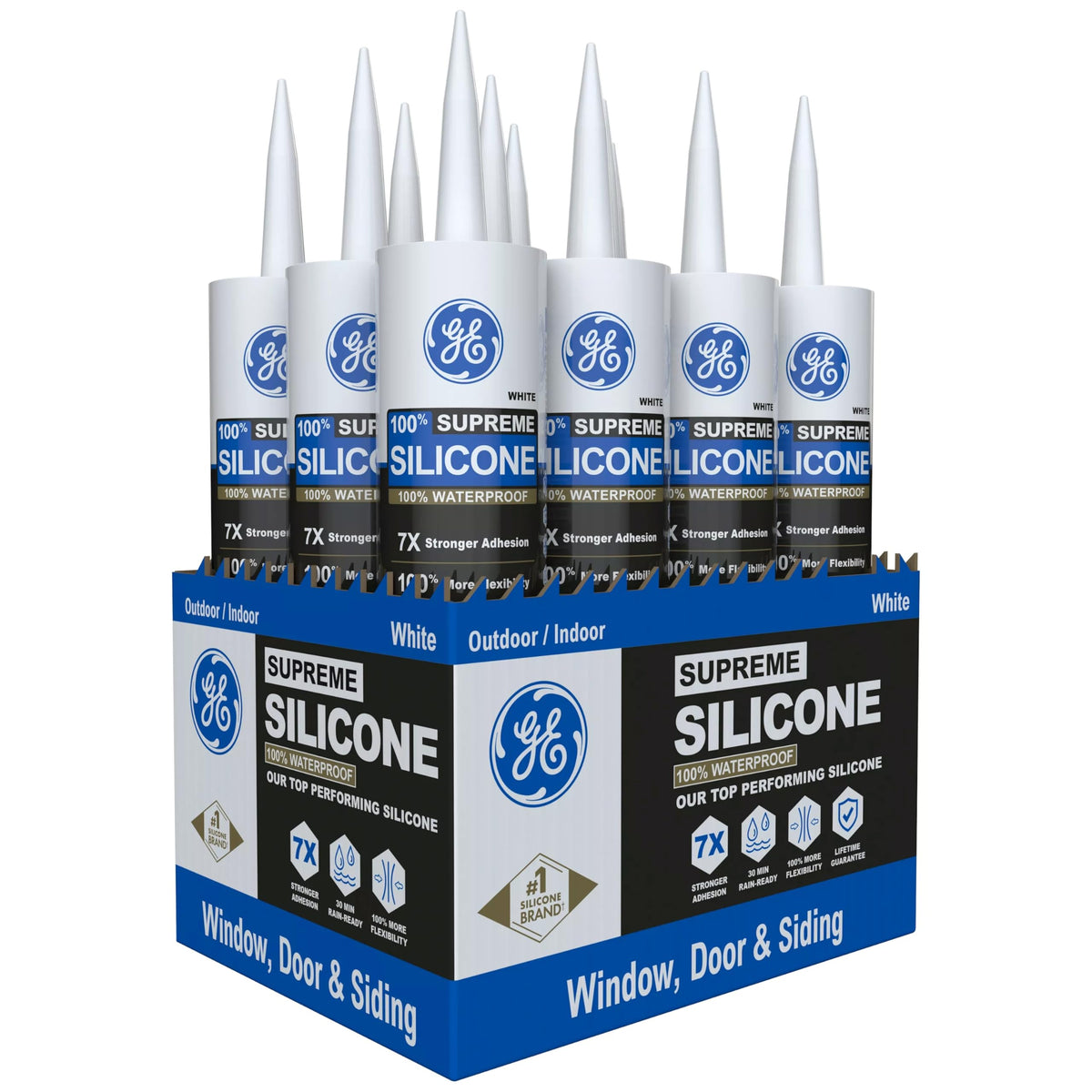 GE Silicone Caulk, 100% Waterproof, Clear | Pack of 2 | 10 oz Cartridge | Stronger Adhesion | Freeze & Sun Proof