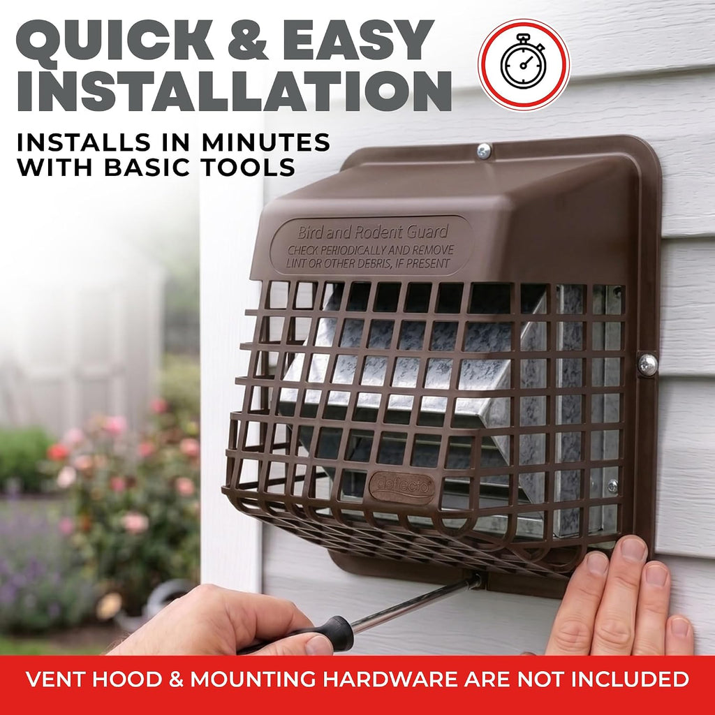 Deflecto Bird Guard Outdoor Vent Cover,Fits 3-4 Inch Vent Hoods, Brown