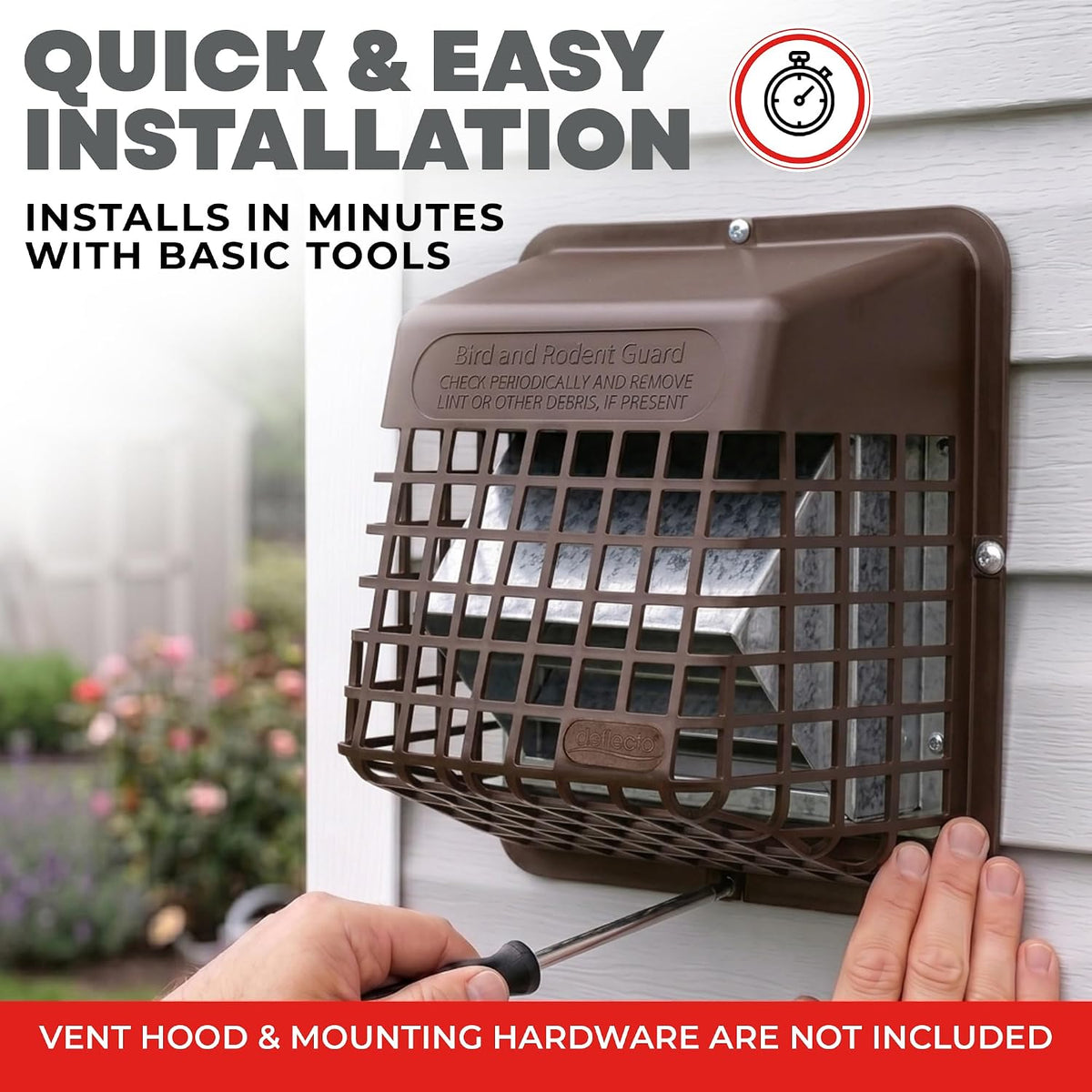 Deflecto Bird Guard Outdoor Vent Cover,Fits 3-4 Inch Vent Hoods, Brown