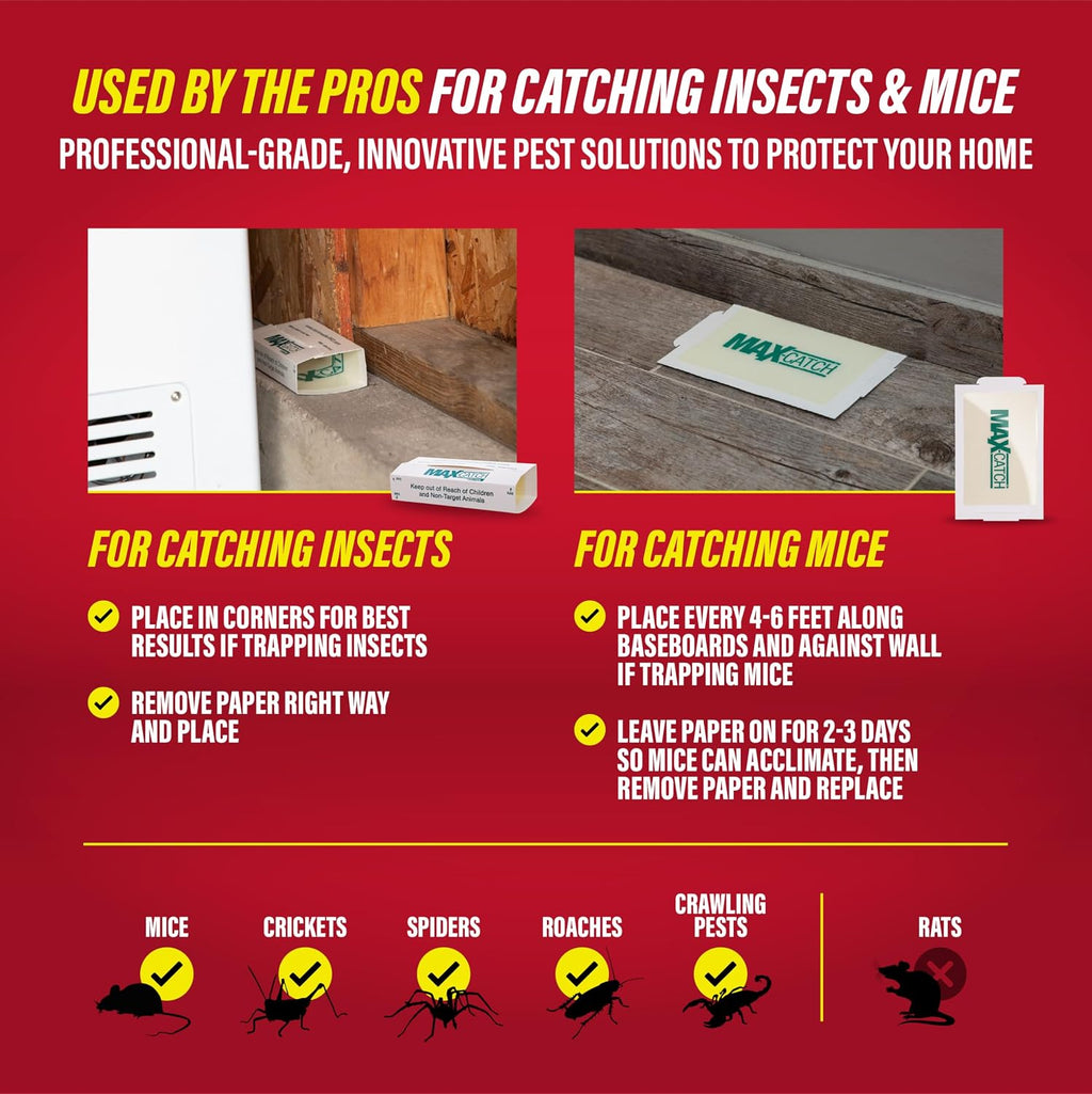 Catchmaster Max-Catch Glue Traps 72pk, Sticky Mouse Traps Indoor for Home