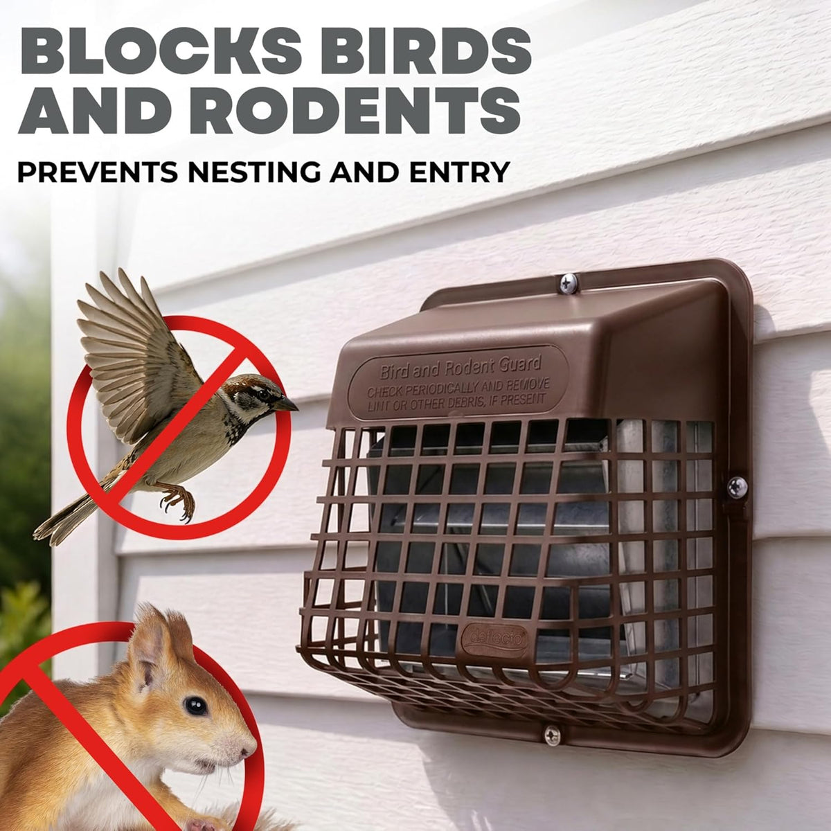 Deflecto Bird Guard Outdoor Vent Cover,Fits 3-4 Inch Vent Hoods, Brown