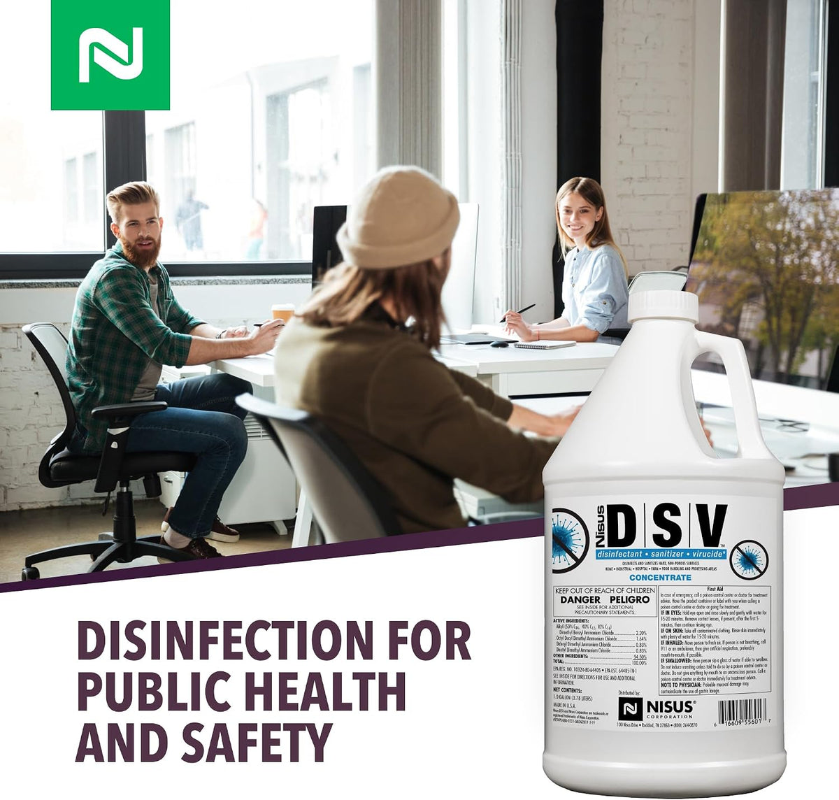 Nisus DSV Disinfectant, Sanitizer, Virucide, 1 Gallon