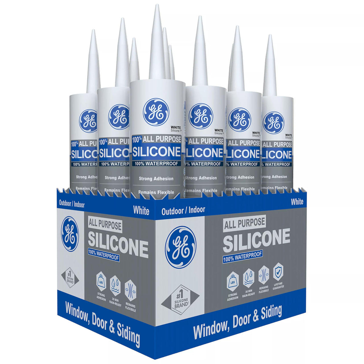 GE Silicone Caulk, 100% Waterproof, Clear | Pack of 2 | 10 oz Cartridge | Stronger Adhesion | Freeze & Sun Proof