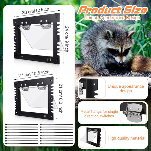 MorningRo 2 Pack Raccoon One Way Door, Animal Excluder Trap,Small,Large