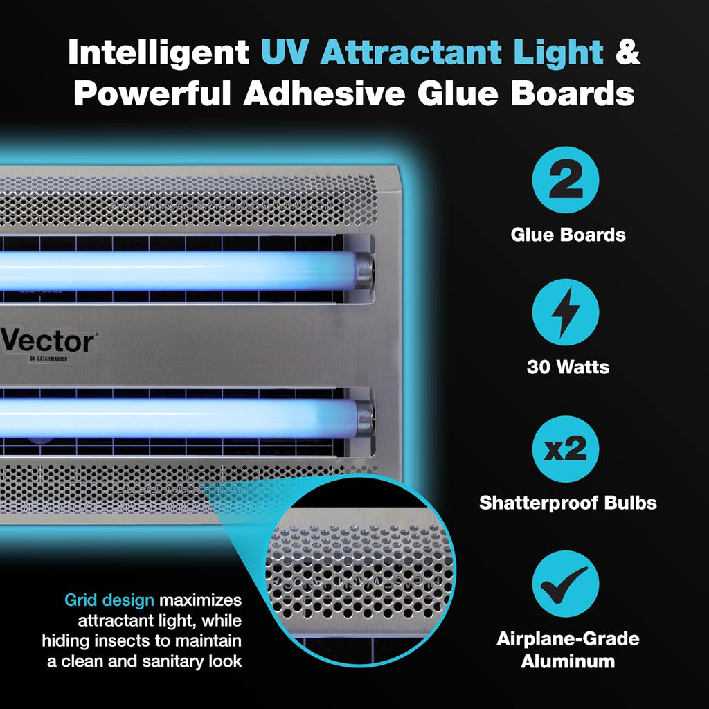 Catchmaster Vector 30 Silver Commercial UV Fly Light Trap, 1,500 Sq Ft