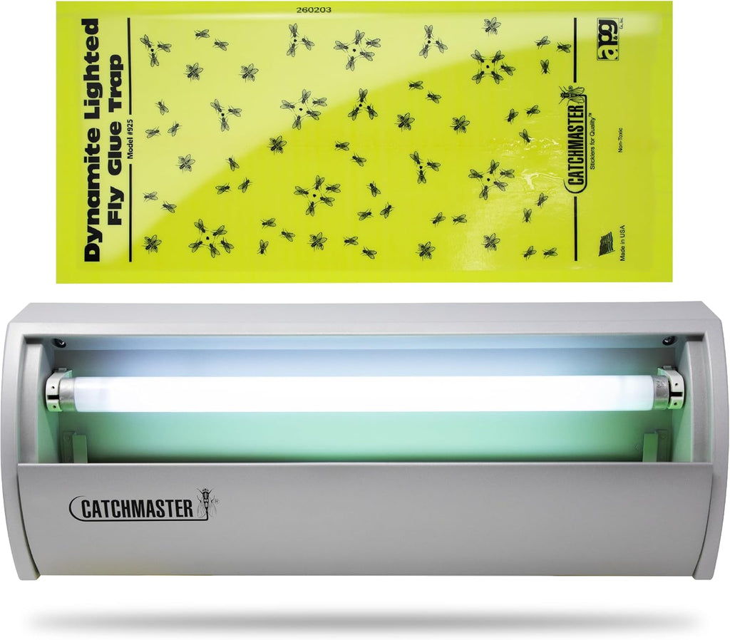 Catchmaster Pro Series Flying Insect Light Trap, Electric UV Light Fly Trap, Silent Adhesive Glue Board, Mosquito Gnat Killer Indoor, UV Lamp Bug Catcher, Pest Control for Home & Garage