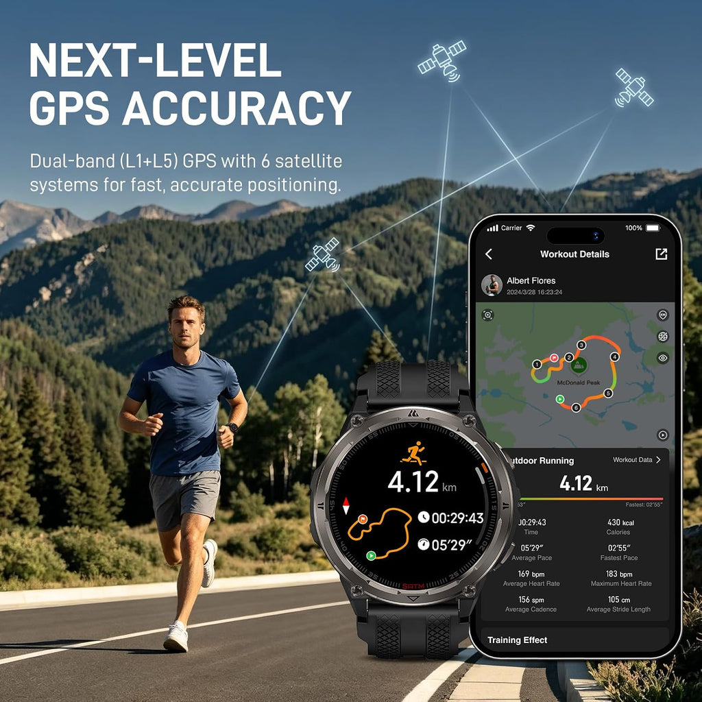 KOSPET ORB 2 Smart Watch Rugged, Dual-Band GPS, 5 ATM & IP69 Waterproof