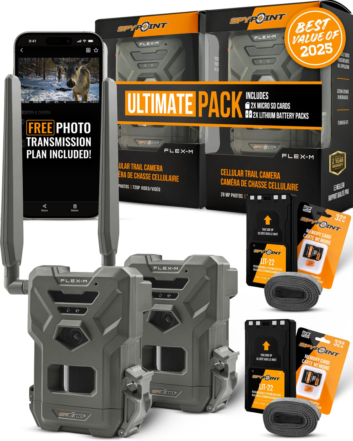 SPYPOINT Flex-M Cellular Trail Camera - Best Hunting Accessories, No WiFi Needed, Night Vision, Motion Activated, Dual-Sim LTE, IP65 Water-Resistant Game Camera, 28MP Photos, 720p Videos + Sound (4)