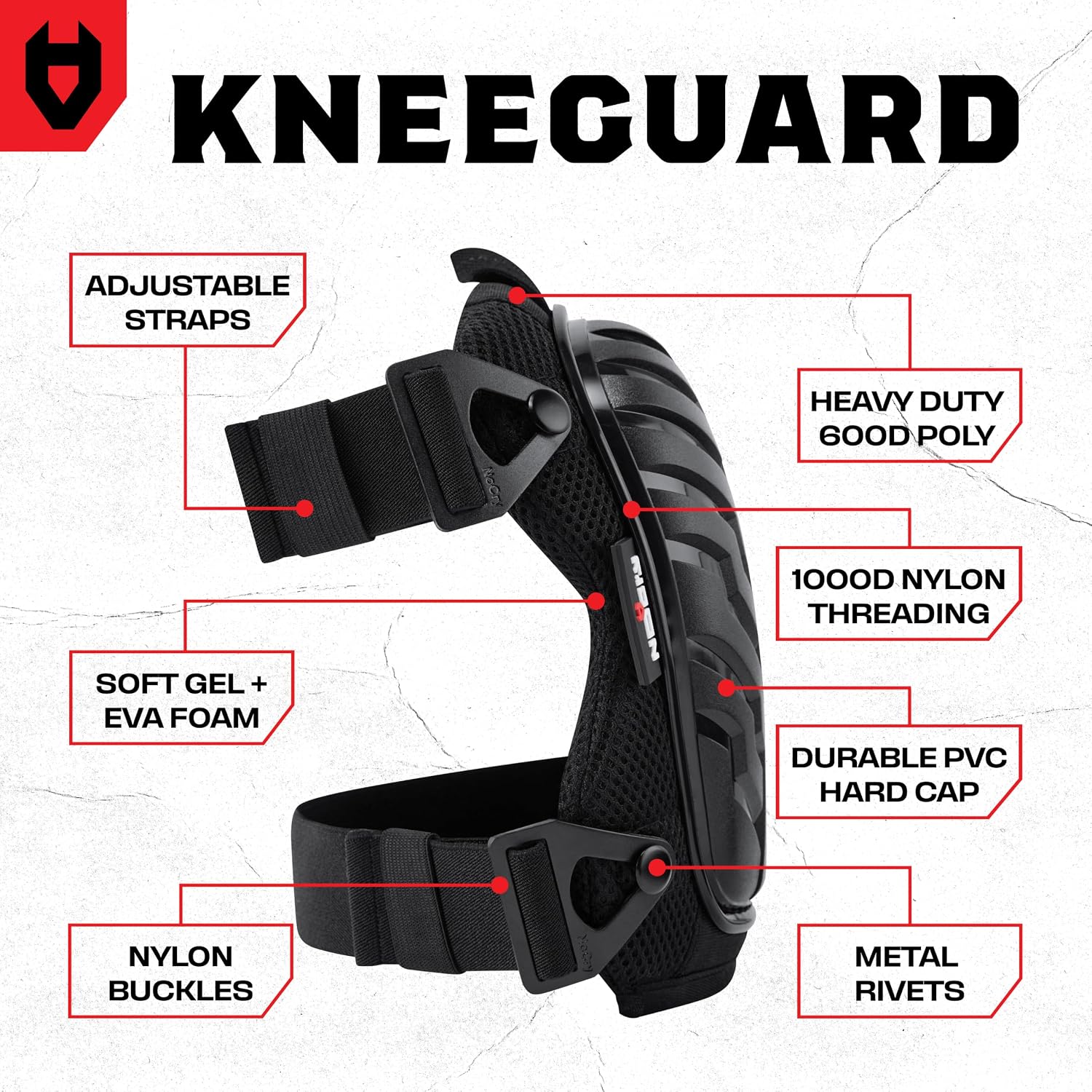 NoCry Professional Gel Knee Pads for Work with Soft Foam and Gel Cushion — Heavy Duty Cap, Reinforced Adjustable Straps, Military Grade Rivets and Built-in Hang Loops — Perfect for Construction