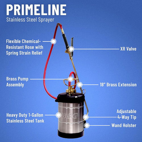 B&G Primeline 1 Gallon Stainless Steel Sprayer (N104-S-18) with XR Valve