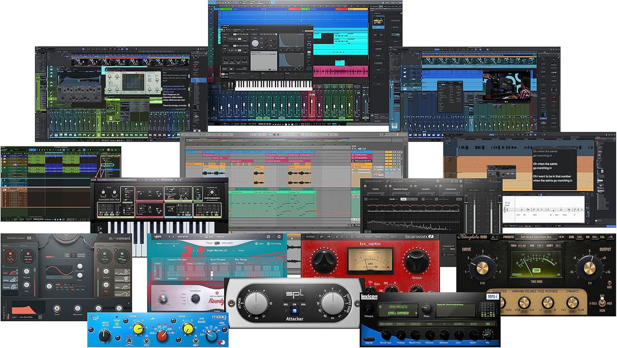 Presonus AudioBox 96 USB Audio/MIDI Interface with New Version Studio One Artist & Studio Magic Plug-in Suite with CR3-X Creative Multimedia Monitors and ATOM MIDI Pad Controller + Condenser Mic