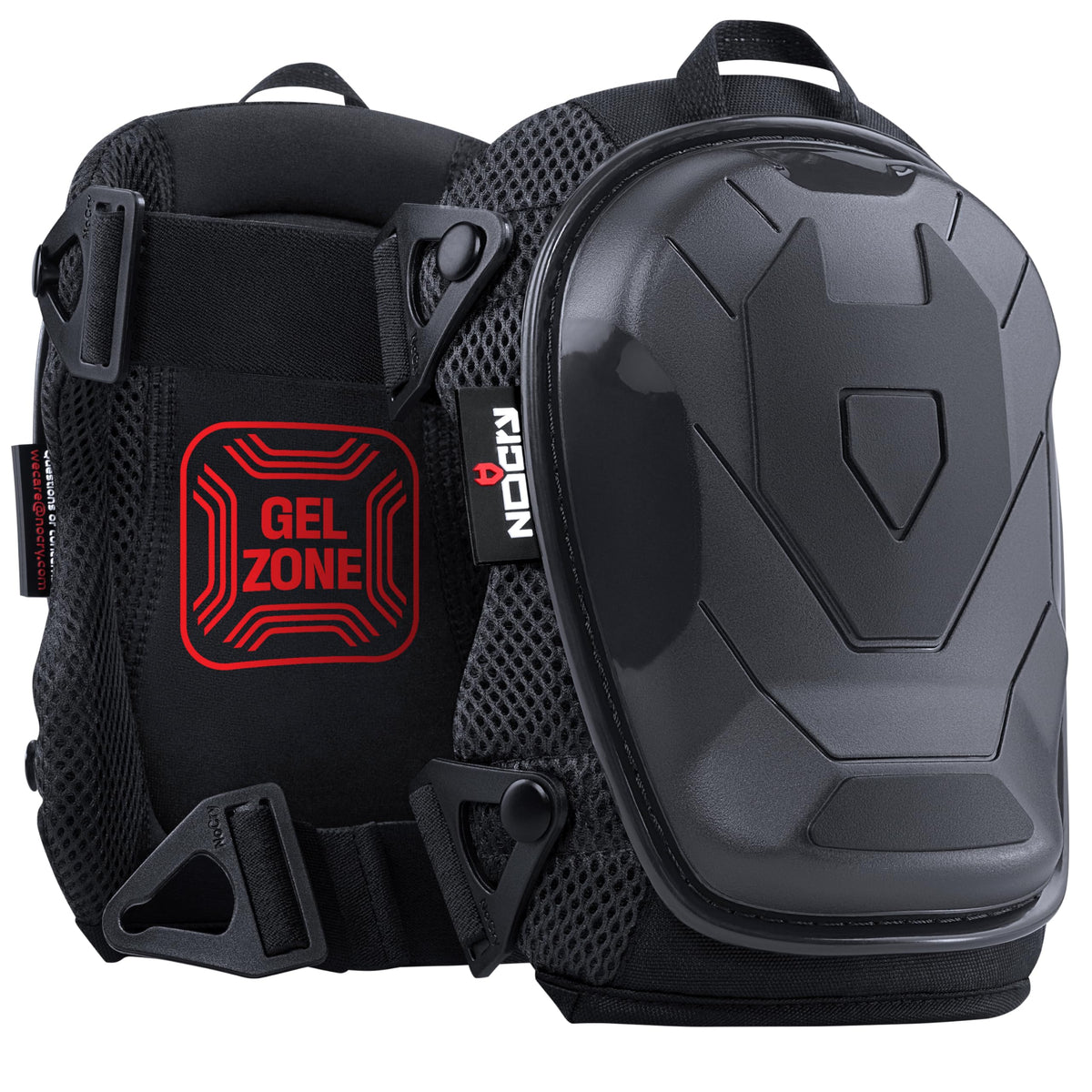NoCry Professional Gel Knee Pads for Work with Soft Foam and Gel Cushion — Heavy Duty Cap, Reinforced Adjustable Straps, Military Grade Rivets and Built-in Hang Loops — Perfect for Construction