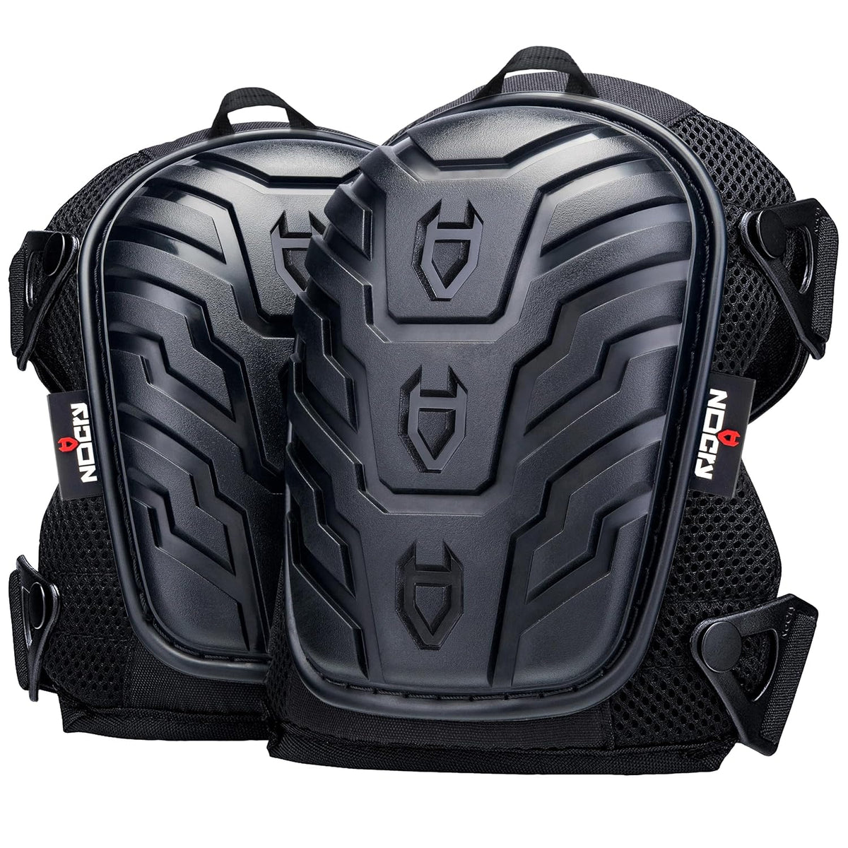NoCry Professional Gel Knee Pads for Work with Soft Foam and Gel Cushion — Heavy Duty Cap, Reinforced Adjustable Straps, Military Grade Rivets and Built-in Hang Loops — Perfect for Construction